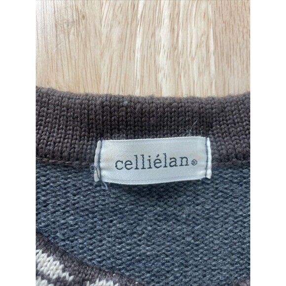 VTG Wool Blend Cardigan Sweater Gray Cat Cheetah Buttons Bling GrandmaCore Sz M - Picture 7 of 9